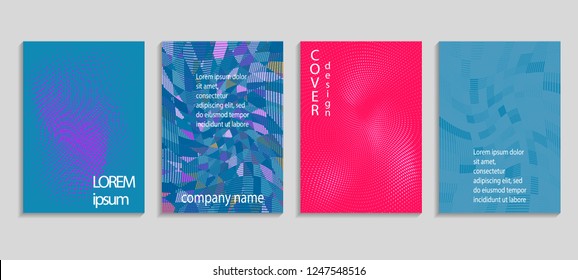 Minimal abstract vector halftone cover design template. Future geometric gradient background. Vector templates for placards, banners, flyers, presentations and reports