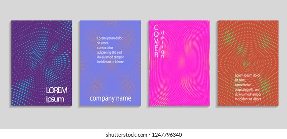 Minimal abstract vector halftone cover design template. Future geometric gradient background. Vector templates for placards, banners, flyers, presentations and reports