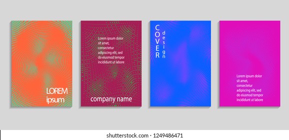 Minimal abstract vector halftone cover design template. Future geometric gradient background. Vector templates for placards, banners, flyers, presentations and reports