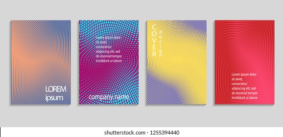 Minimal abstract vector halftone cover design template. Future geometric gradient background. Vector templates for placards, banners, flyers, presentations and reports
