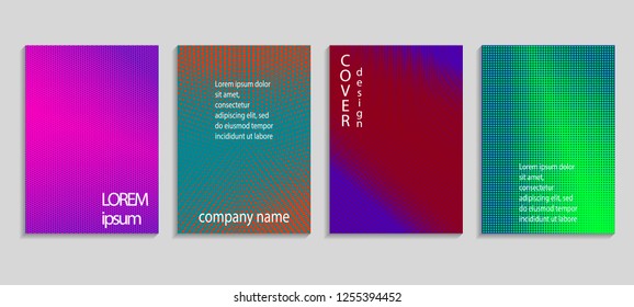 Minimal abstract vector halftone cover design template. Future geometric gradient background. Vector templates for placards, banners, flyers, presentations and reports