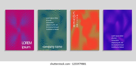 Minimal abstract vector halftone cover design template. Future geometric gradient background. Vector templates for placards, banners, flyers, presentations and reports