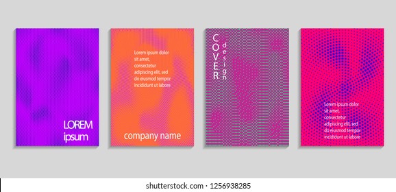 Minimal abstract vector halftone cover design template. Future geometric gradient background. Vector templates for placards, banners, flyers, presentations and reports