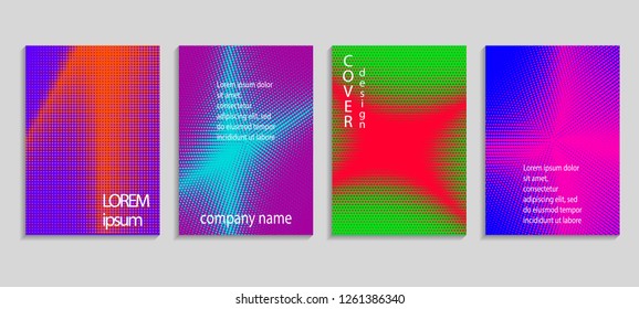 Minimal abstract vector halftone cover design template. Future geometric gradient background. Vector templates for placards, banners, flyers, presentations and reports