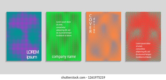 Minimal abstract vector halftone cover design template. Future geometric gradient background. Vector templates for placards, banners, flyers, presentations and reports