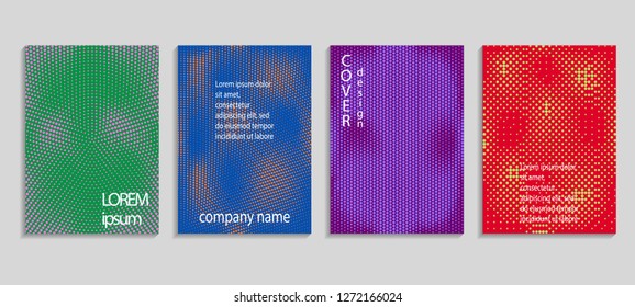 Minimal abstract vector halftone cover design template. Future geometric gradient background. Vector templates for placards, banners, flyers, presentations and reports