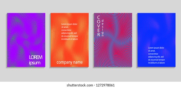Minimal abstract vector halftone cover design template. Future geometric gradient background. Vector templates for placards, banners, flyers, presentations and reports
