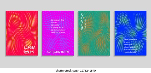 Minimal abstract vector halftone cover design template. Future geometric gradient background. Vector templates for placards, banners, flyers, presentations and reports