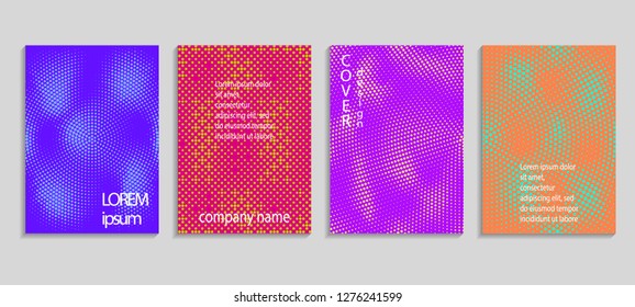 Minimal abstract vector halftone cover design template. Future geometric gradient background. Vector templates for placards, banners, flyers, presentations and reports