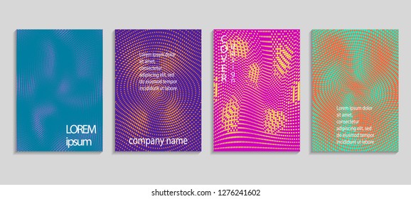 Minimal abstract vector halftone cover design template. Future geometric gradient background. Vector templates for placards, banners, flyers, presentations and reports