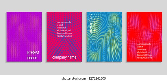 Minimal abstract vector halftone cover design template. Future geometric gradient background. Vector templates for placards, banners, flyers, presentations and reports