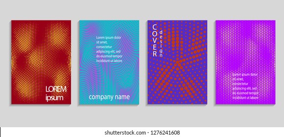 Minimal abstract vector halftone cover design template. Future geometric gradient background. Vector templates for placards, banners, flyers, presentations and reports