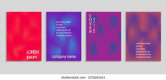 Minimal abstract vector halftone cover design template. Future geometric gradient background. Vector templates for placards, banners, flyers, presentations and reports