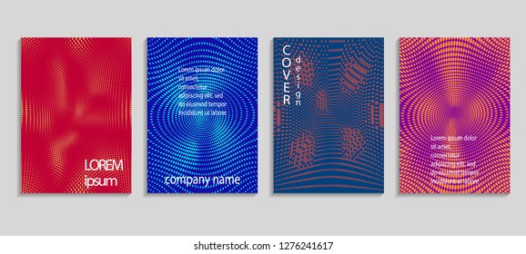 Minimal abstract vector halftone cover design template. Future geometric gradient background. Vector templates for placards, banners, flyers, presentations and reports