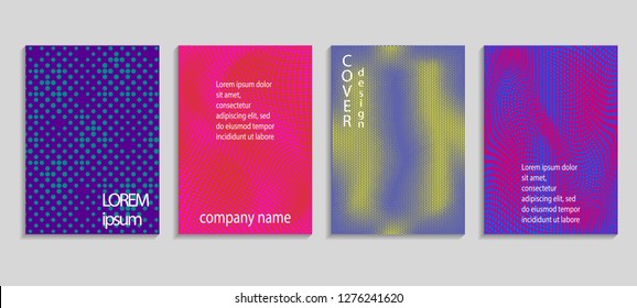 Minimal abstract vector halftone cover design template. Future geometric gradient background. Vector templates for placards, banners, flyers, presentations and reports