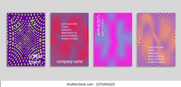 Minimal abstract vector halftone cover design template. Future geometric gradient background. Vector templates for placards, banners, flyers, presentations and reports