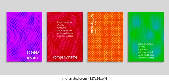 Minimal abstract vector halftone cover design template. Future geometric gradient background. Vector templates for placards, banners, flyers, presentations and reports