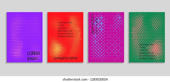Minimal abstract vector halftone cover design template. Future geometric gradient background. Vector templates for placards, banners, flyers, presentations and reports
