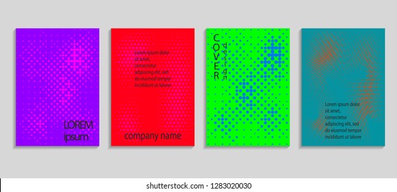 Minimal abstract vector halftone cover design template. Future geometric gradient background. Vector templates for placards, banners, flyers, presentations and reports