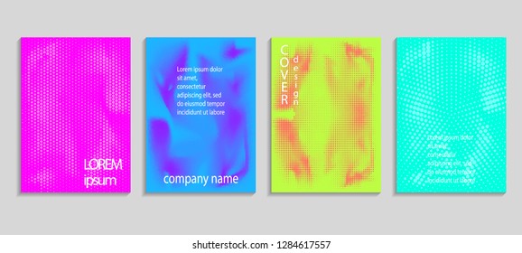 Minimal abstract vector halftone cover design template. Future geometric gradient background. Vector templates for placards, banners, flyers, presentations and reports