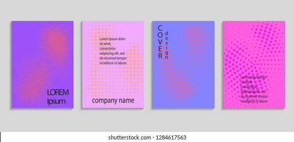 Minimal abstract vector halftone cover design template. Future geometric gradient background. Vector templates for placards, banners, flyers, presentations and reports