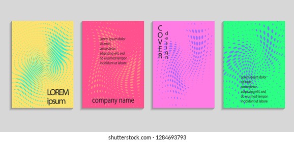 Minimal abstract vector halftone cover design template. Future geometric gradient background. Vector templates for placards, banners, flyers, presentations and reports