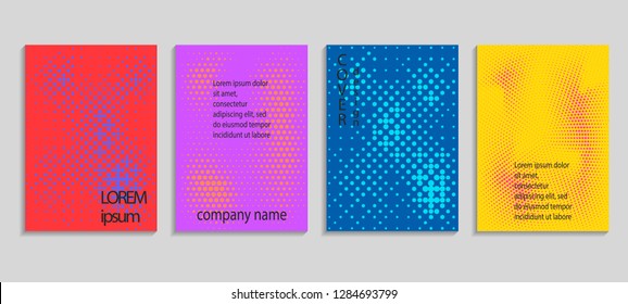 Minimal abstract vector halftone cover design template. Future geometric gradient background. Vector templates for placards, banners, flyers, presentations and reports