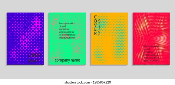 Minimal abstract vector halftone cover design template. Future geometric gradient background. Vector templates for placards, banners, flyers, presentations and reports