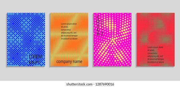 Minimal abstract vector halftone cover design template. Future geometric gradient background. Vector templates for placards, banners, flyers, presentations and reports