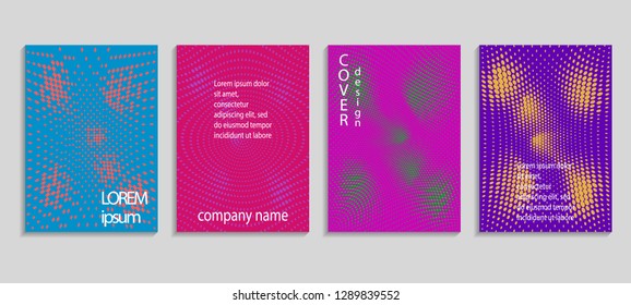 Minimal abstract vector halftone cover design template. Future geometric gradient background. Vector templates for placards, banners, flyers, presentations and reports