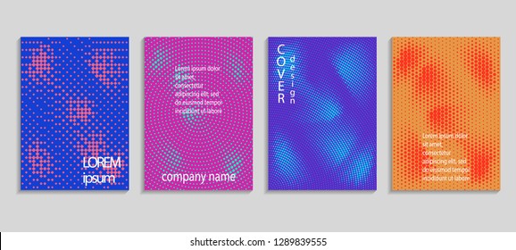 Minimal abstract vector halftone cover design template. Future geometric gradient background. Vector templates for placards, banners, flyers, presentations and reports