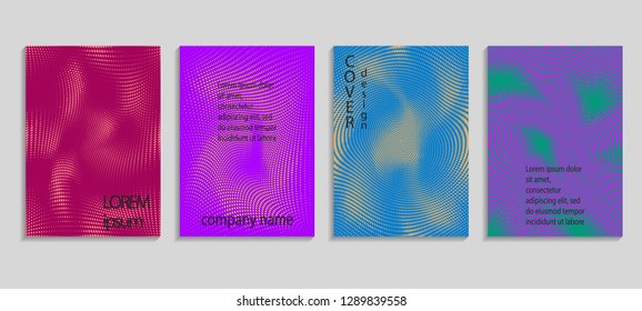 Minimal abstract vector halftone cover design template. Future geometric gradient background. Vector templates for placards, banners, flyers, presentations and reports