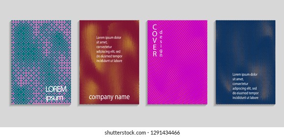 Minimal abstract vector halftone cover design template. Future geometric gradient background. Vector templates for placards, banners, flyers, presentations and reports