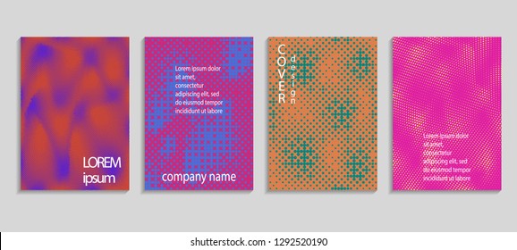 Minimal abstract vector halftone cover design template. Future geometric gradient background. Vector templates for placards, banners, flyers, presentations and reports