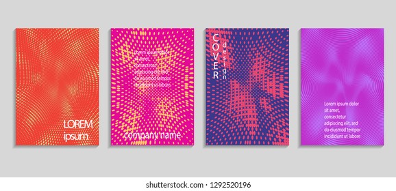 Minimal abstract vector halftone cover design template. Future geometric gradient background. Vector templates for placards, banners, flyers, presentations and reports