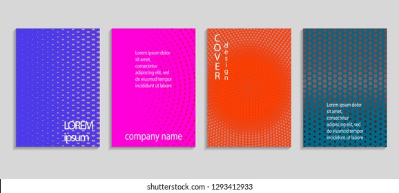 Minimal abstract vector halftone cover design template. Future geometric gradient background. Vector templates for placards, banners, flyers, presentations and reports