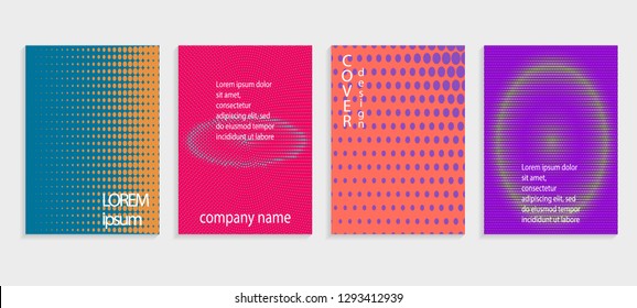 Minimal abstract vector halftone cover design template. Future geometric gradient background. Vector templates for placards, banners, flyers, presentations and reports