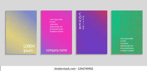 Minimal abstract vector halftone cover design template. Future geometric gradient background. Vector templates for placards, banners, flyers, presentations and reports