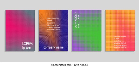 Minimal abstract vector halftone cover design template. Future geometric gradient background. Vector templates for placards, banners, flyers, presentations and reports