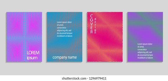 Minimal abstract vector halftone cover design template. Future geometric gradient background. Vector templates for placards, banners, flyers, presentations and reports
