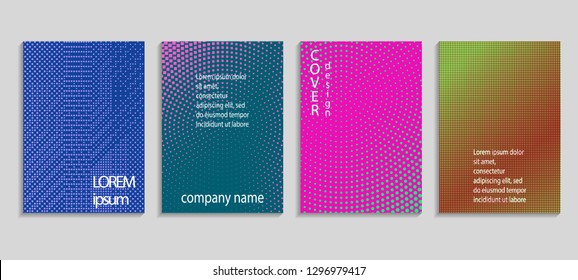 Minimal abstract vector halftone cover design template. Future geometric gradient background. Vector templates for placards, banners, flyers, presentations and reports