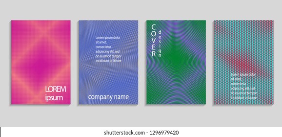Minimal abstract vector halftone cover design template. Future geometric gradient background. Vector templates for placards, banners, flyers, presentations and reports