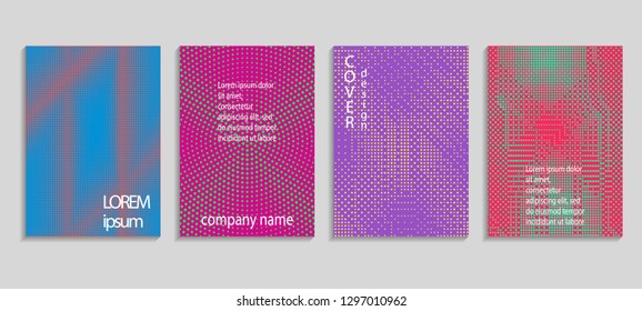 Minimal abstract vector halftone cover design template. Future geometric gradient background. Vector templates for placards, banners, flyers, presentations and reports