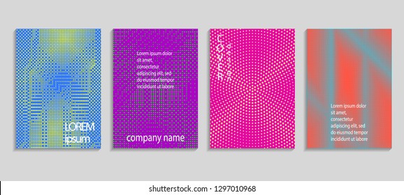 Minimal abstract vector halftone cover design template. Future geometric gradient background. Vector templates for placards, banners, flyers, presentations and reports