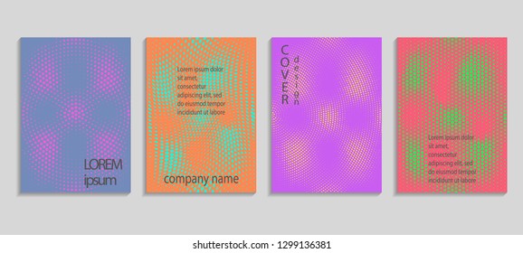 Minimal abstract vector halftone cover design template. Future geometric gradient background. Vector templates for placards, banners, flyers, presentations and reports