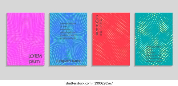 Minimal abstract vector halftone cover design template. Future geometric gradient background. Vector templates for placards, banners, flyers, presentations and reports