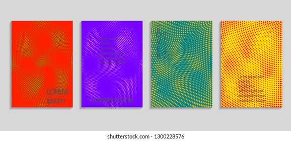 Minimal abstract vector halftone cover design template. Future geometric gradient background. Vector templates for placards, banners, flyers, presentations and reports