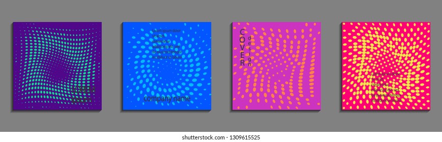 Minimal abstract vector halftone cover design template. Future geometric gradient background. Vector templates for placards, banners, flyers, presentations and reports