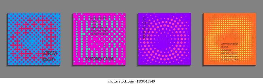 Minimal abstract vector halftone cover design template. Future geometric gradient background. Vector templates for placards, banners, flyers, presentations and reports