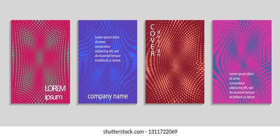 Minimal abstract vector halftone cover design template. Future geometric gradient background. Vector templates for placards, banners, flyers, presentations and reports